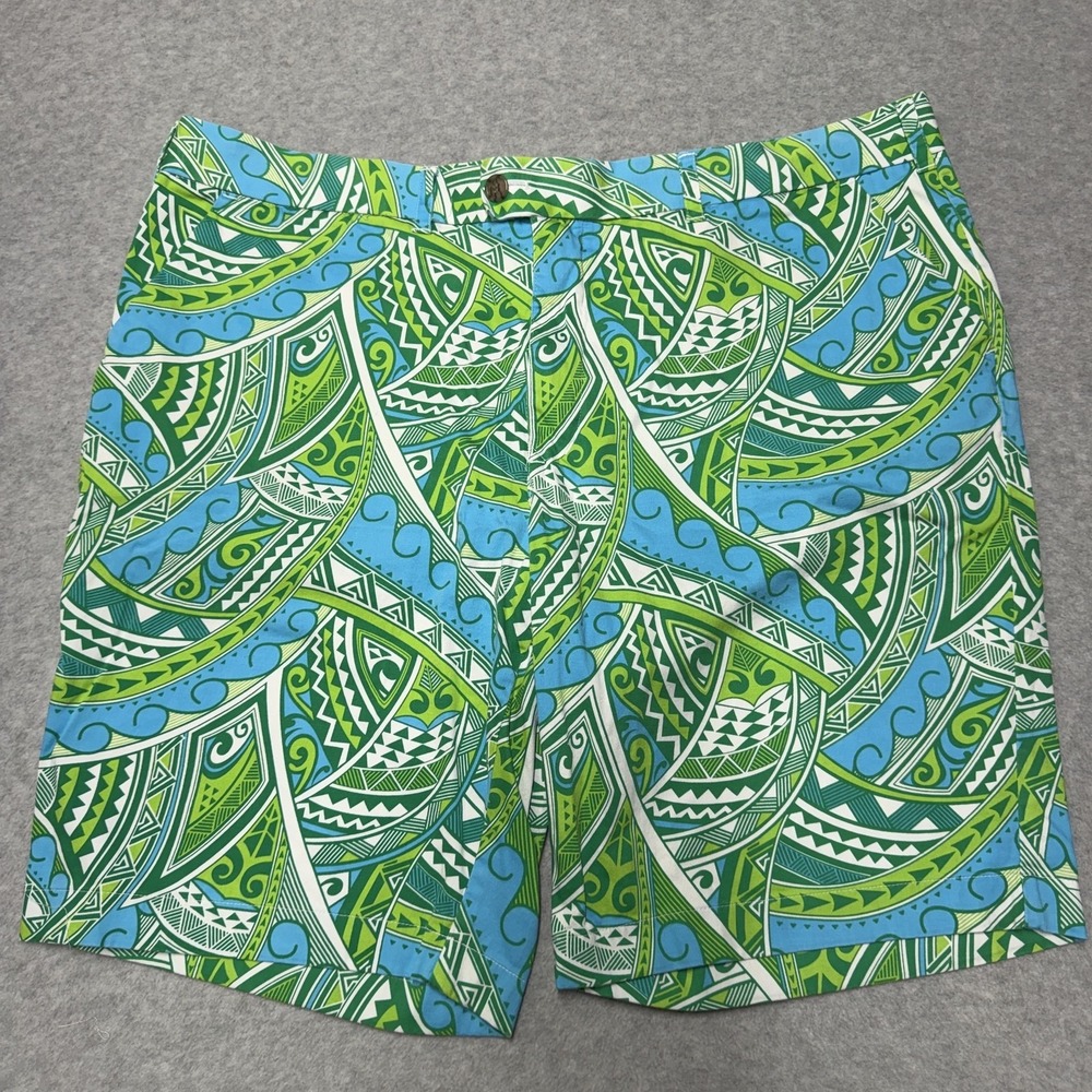 Loudmouth Shorts Mens 44 Multicolor Geometric Golf Chino Stretch 11in Tropical